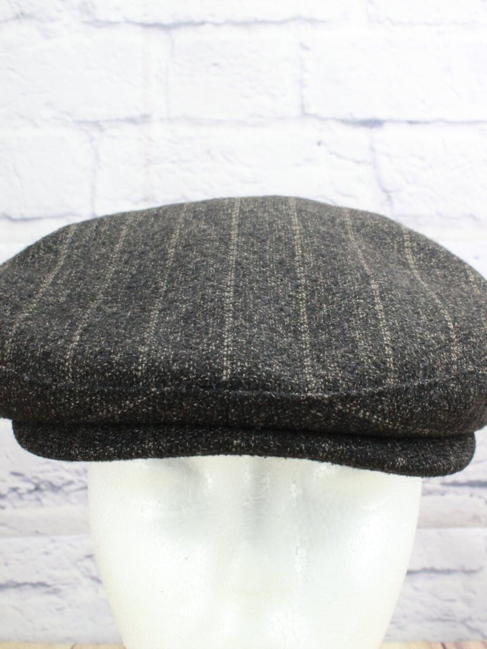 Dockers Mens Charcoal Grey Pinstripe Flat Cap Hat Newsboy Ivy Winter Cabbie S/M